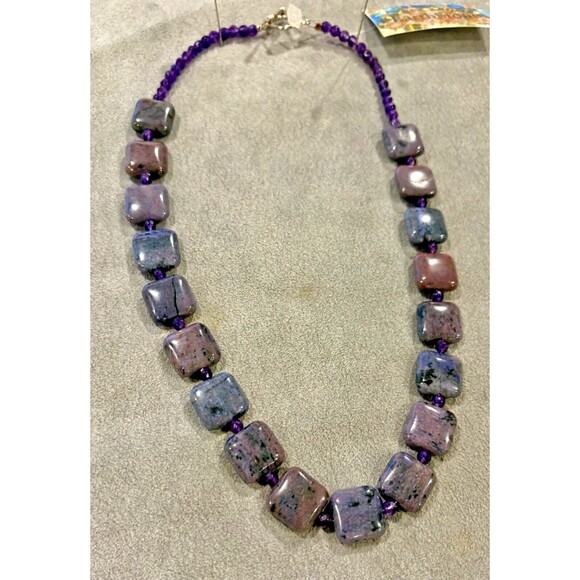 Handmade Purple Jasper And Amethyst Bead Necklace, 18 Inches - Picture 1 of 5